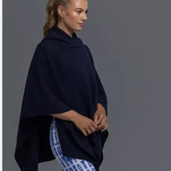 NWT Greyson Rowan Hooded Wool Cashmere Blend Black Poncho Size OS - Picture 2 of 13